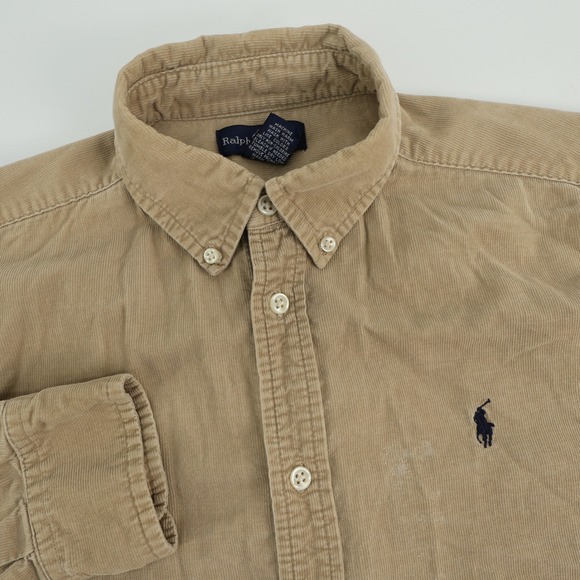 Ralph Lauren Other - Ralph Lauren Corduroy Shirt Kids Boys XL (20) Tan Long Sleeve Button Up - FLAWS